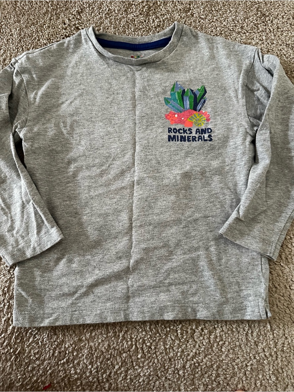 Mini Boden Grey Long Sleeve Tee with Colorful Crystal Graphic